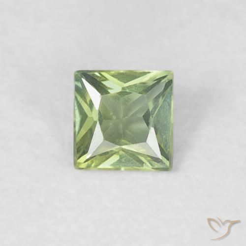 0.18ct 天然 ウォームグリーン サファイア, 四角形, VVS-VS