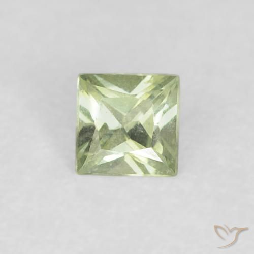 0.18ct 天然 非常に薄いセージグリーン サファイア, 四角形, VVS-VS
