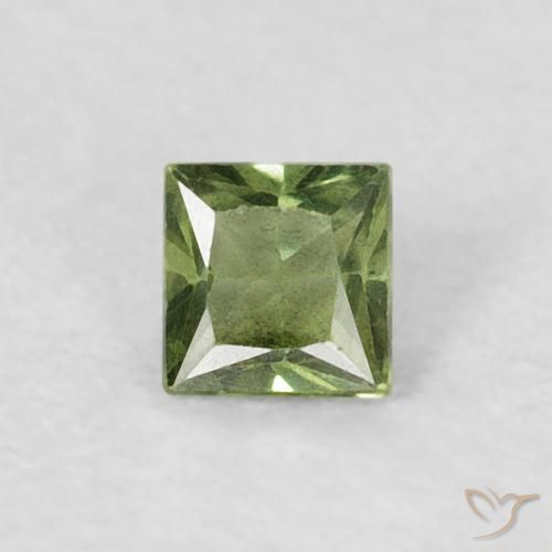 0.18ct 天然 薄いフォレストグリーン サファイア, 四角形, VS