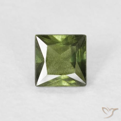 0.37ct 天然 ウォームグリーン サファイア, 四角形, VS