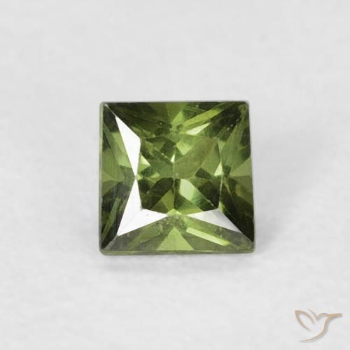 0.38ct 天然 Medium Dark-Green サファイア, 四角形, VS
