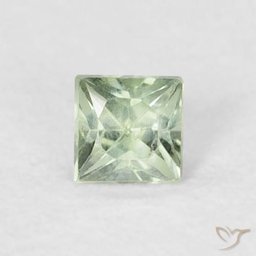 0.21ct 天然 薄いセージグリーン サファイア, 四角形, VS