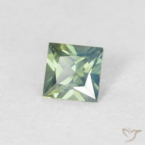 0.27カラットの天然Medium Light Greenサファイア、四角形、VVS-VS