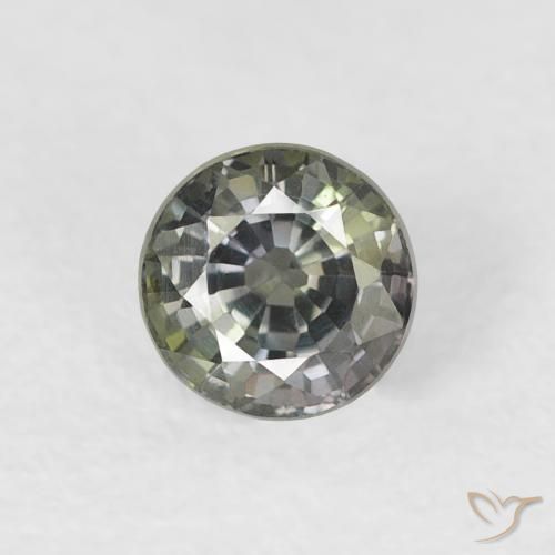 0.59ct 天然 灰色がかった緑 サファイア, ラウンド, VVS-VS