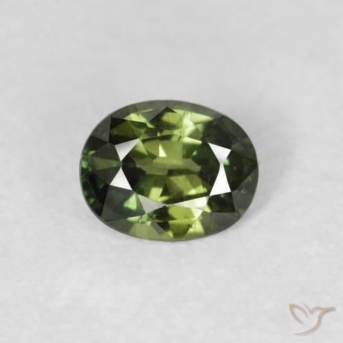 0.48ct 天然 Medium Light Green サファイア, 楕円形, VVS-VS