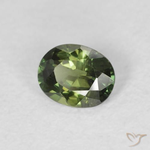 0.48カラットの天然Medium Light Greenサファイア、楕円形、VVS-VS