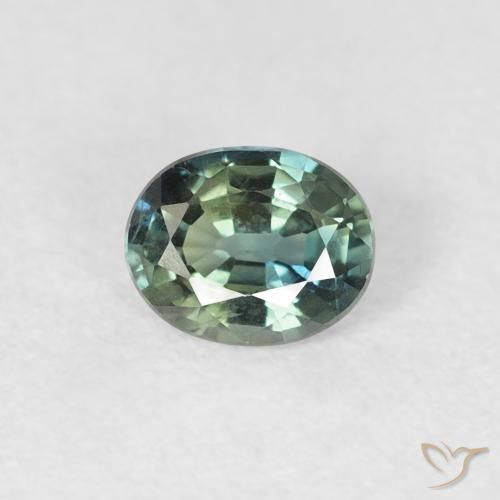 0.42ct 天然 ブルーグリーン サファイア, 楕円形, VVS-VS