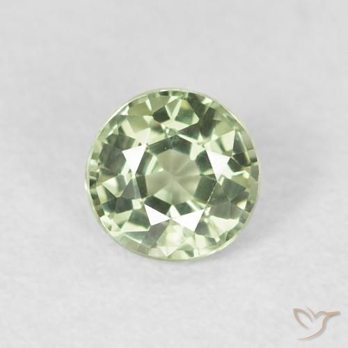 0.61ct 天然 非常に薄い緑 サファイア, ラウンド, VVS-VS