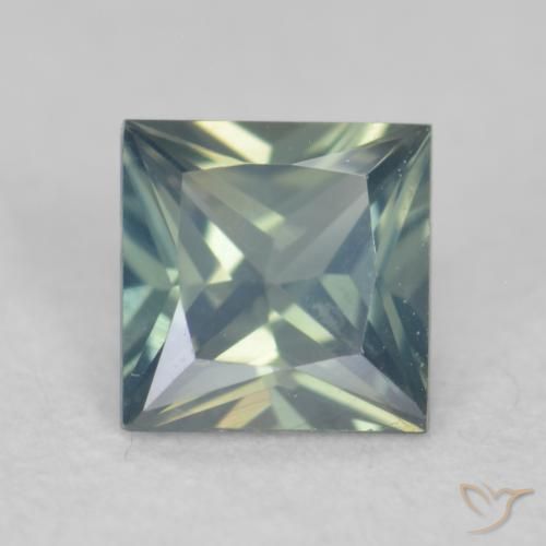 0.27ct 天然 ミディアムブルーグリーン サファイア, 四角形, VVS, Photo A