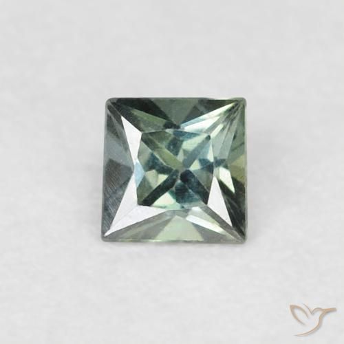 0.16ct 天然 灰色がかった緑 サファイア, 四角形, VVS-VS