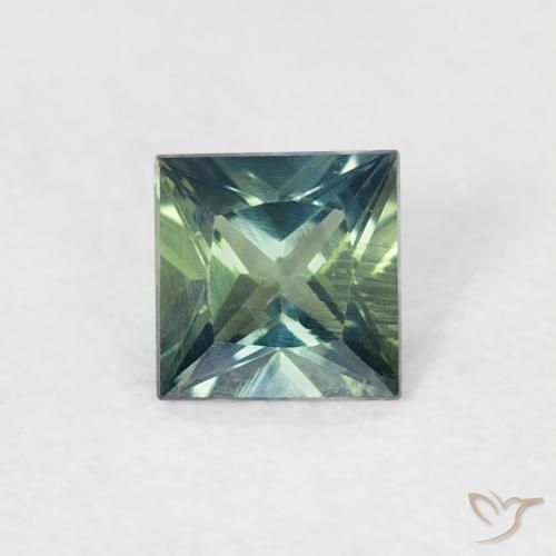 0.40ct 天然 ミディアムブルーグリーン サファイア, 四角形, VS