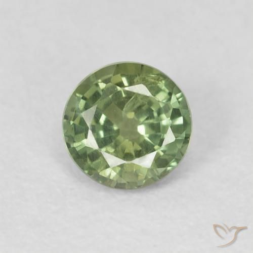 0.54ct 天然 ウォームグリーン サファイア, ラウンド, VS
