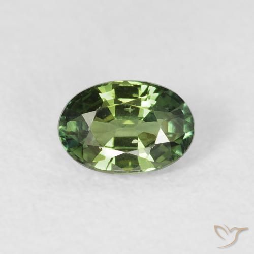 0.72ct 天然 Medium Dark-Green サファイア, 楕円形, VS