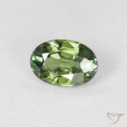 0.72カラットの天然Medium Dark-Greenサファイア、楕円形、VS