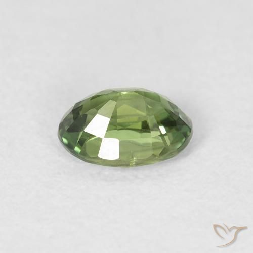 0.72カラットの天然Medium Dark-Greenサファイア、楕円形、VS
