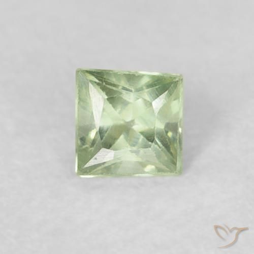 0.21ct 天然 薄いイエローグリーン サファイア, 四角形, VS