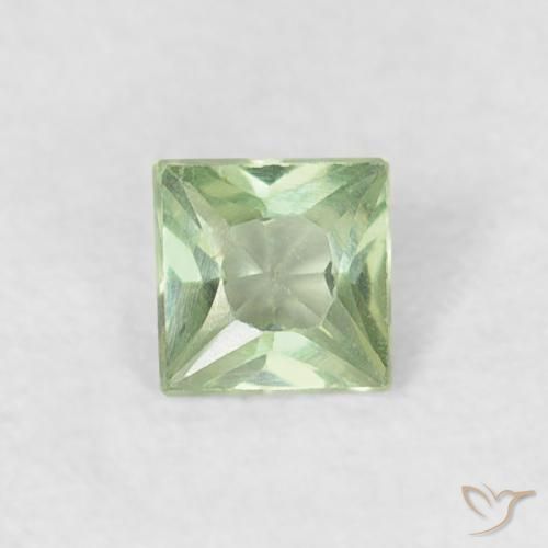 0.19ct 天然 薄いイエローグリーン サファイア, 四角形, VS
