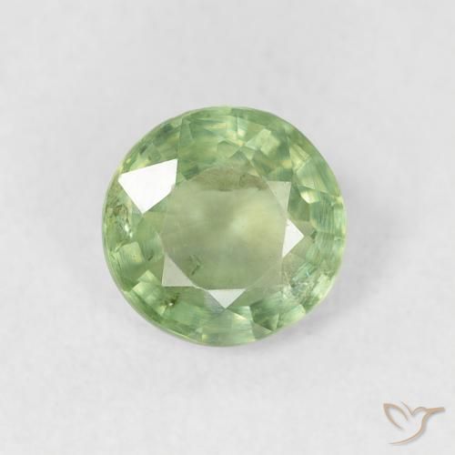 0.80ct 天然 ウォームグリーン サファイア, ラウンド, VS