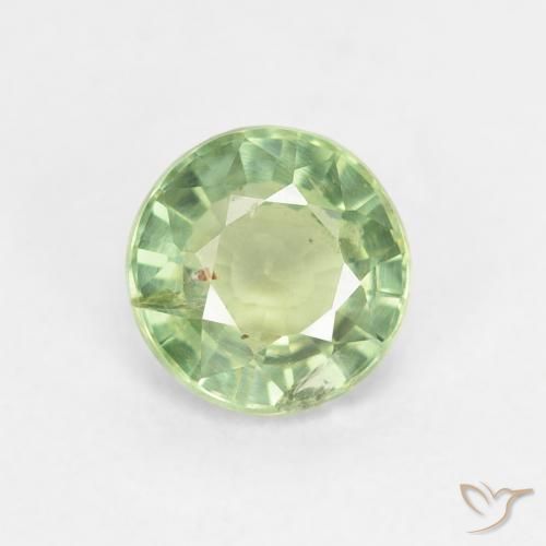 0.82ct 天然 イエローグリーン サファイア, ラウンド, VS