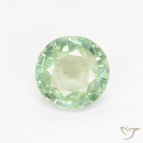 0.83ct 天然 非常に薄い緑 サファイア, ラウンド, VS