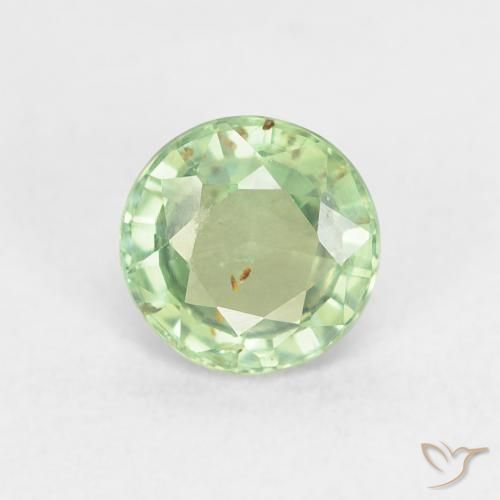 0.81ct 天然 ライトイエローがかったグリーン サファイア, ラウンド, VS