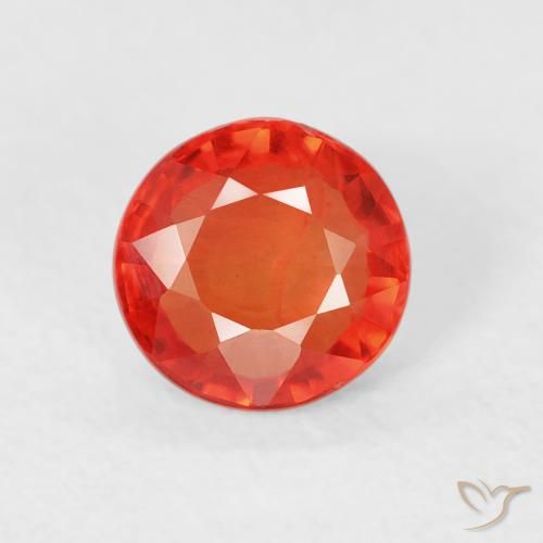 0.73ct 天然 赤みがかったオレンジ サファイア, ラウンド, VS