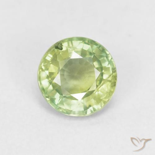 0.85ct 天然 薄いライブリーグリーン サファイア, ラウンド, VS
