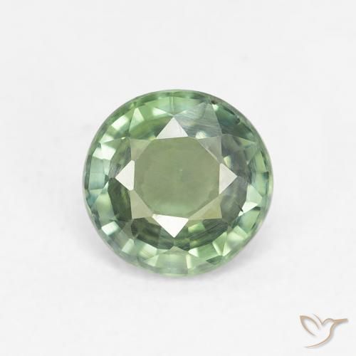 0.80ct 天然 薄いフォレストグリーン サファイア, ラウンド, VS