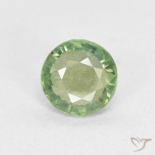 0.68ct 天然 薄いセージグリーン サファイア, ラウンド, VVS-VS