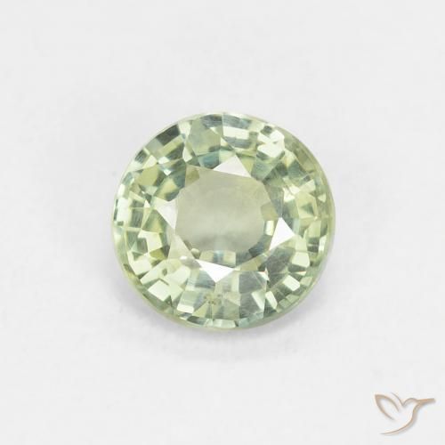 0.86ct 天然 ライトグリーン サファイア, ラウンド, VS