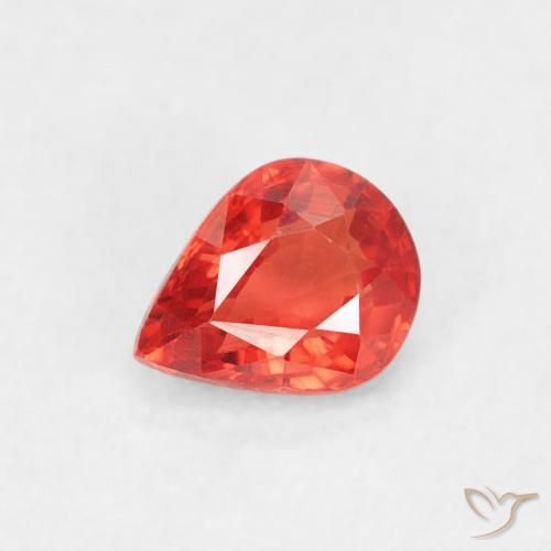 0.47ct 天然 濃い赤いオレンジ サファイア, 洋梨の形, VVS-VS