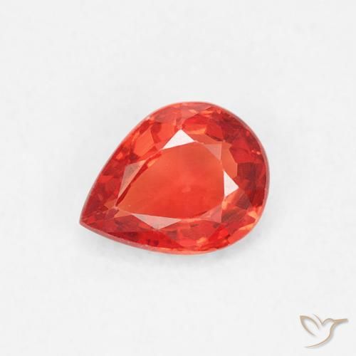 0.41ct 天然 明るいクリムゾンレッドとオレンジ サファイア, 洋梨の形, VVS-VS