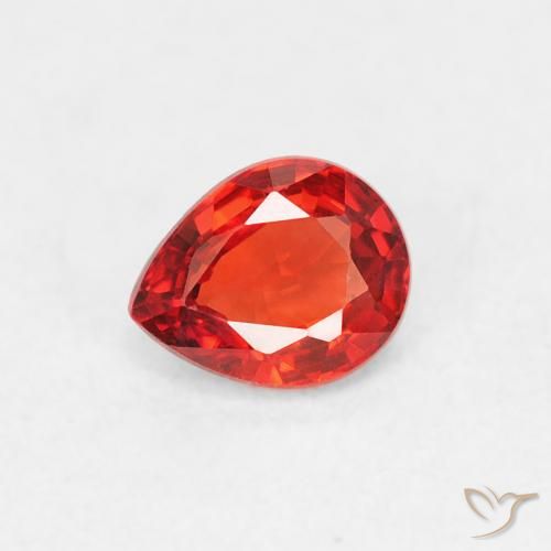 0.42ct 天然 明るいクリムゾンレッドとオレンジ サファイア, 洋梨の形, VVS-VS