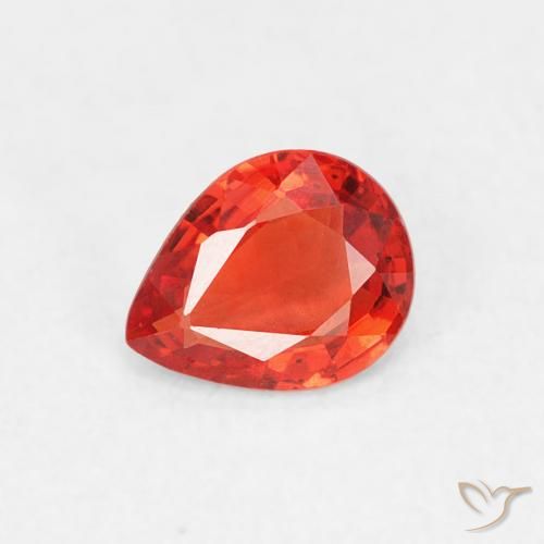 0.37ct 天然 濃い赤いオレンジ サファイア, 洋梨の形, VVS-VS