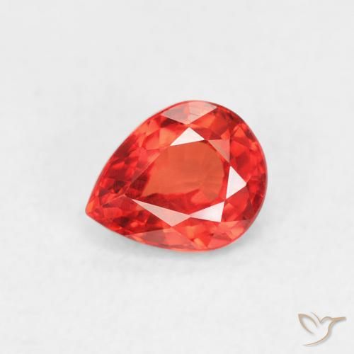 0.43ct 天然 明るいクリムゾンレッドとオレンジ サファイア, 洋梨の形, VVS-VS