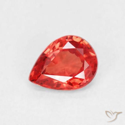 0.39ct 天然 濃い赤いオレンジ サファイア, 洋梨の形, VVS-VS