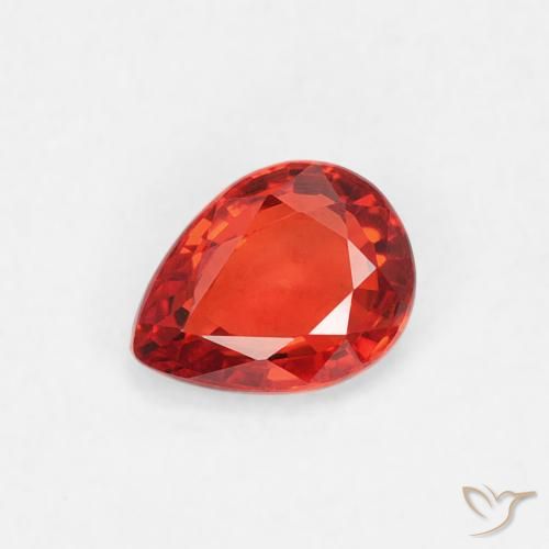 0.38ct 天然 濃い赤いオレンジ サファイア, 洋梨の形, VVS-VS