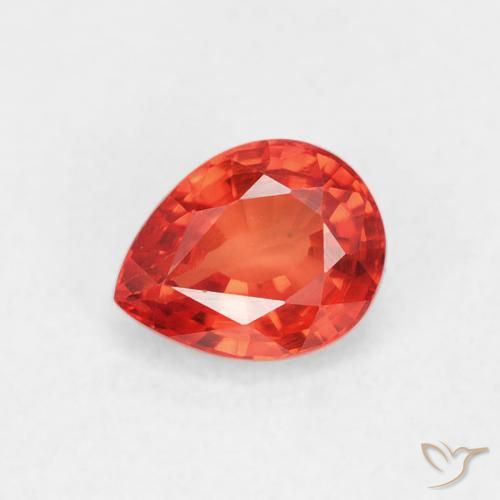 0.55ct 天然 ミディアムレッド サファイア, 洋梨の形, VVS-VS