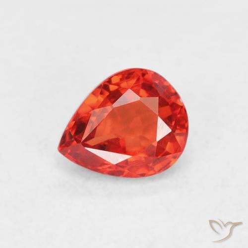 0.54ct 天然 濃い赤いオレンジ サファイア, 洋梨の形, VVS-VS
