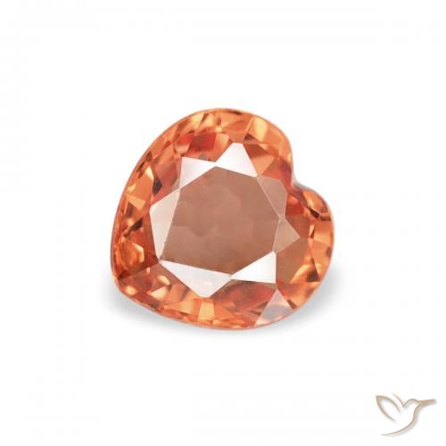 0.40ct 天然 ミディアムオレンジ サファイア, 心臓, VVS