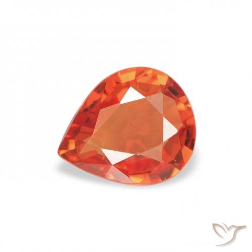 0.68ct 天然 ミディアムオレンジ サファイア, 洋梨の形, VVS