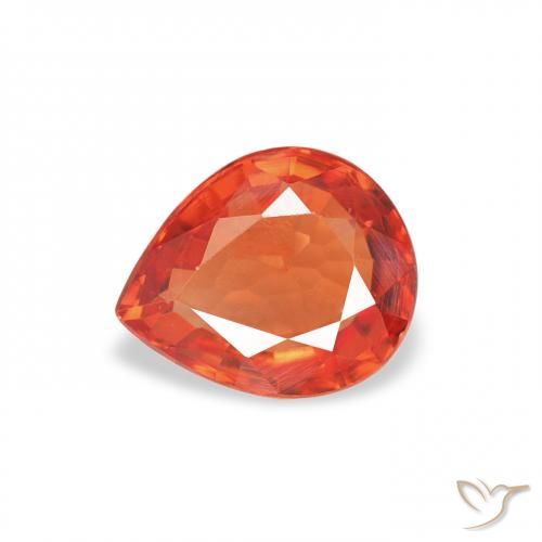 0.67ct 天然 赤みがかったオレンジ サファイア, 洋梨の形, VVS
