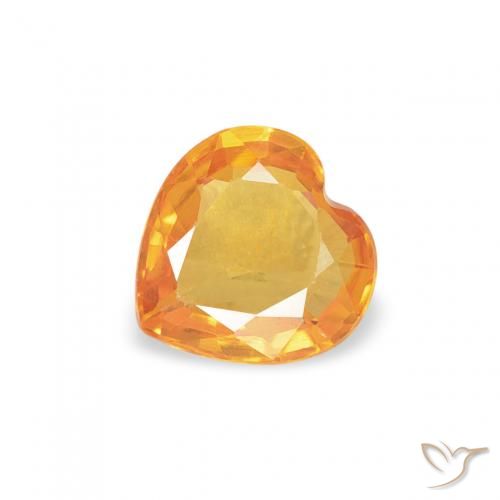 0.39ct 天然 ミディアムオレンジ サファイア, 心臓, VS