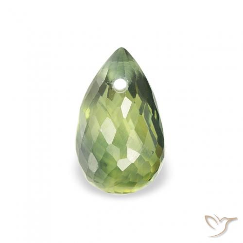 0.58ct 天然 ウォームグリーン サファイア, ブリオレット, VS
