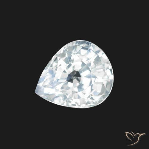 1.34ct 天然 青みがかったホワイト サファイア, 洋梨の形, VS