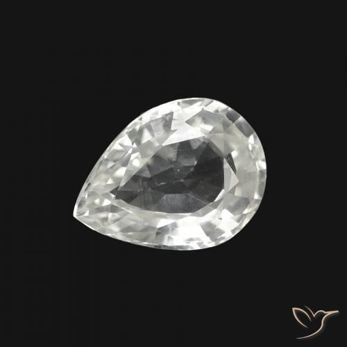 1.25ct 天然 ホワイト サファイア, 洋梨の形, VVS-VS