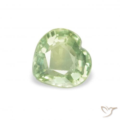 0.64ct 天然 非常に薄い緑 サファイア, 心臓, VS