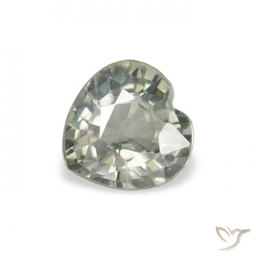 0.77ct 天然 緑がかった灰色 サファイア, 心臓, VS