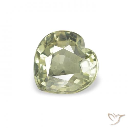 0.70ct 天然 黄みがかったグリーン サファイア, 心臓, VVS-VS