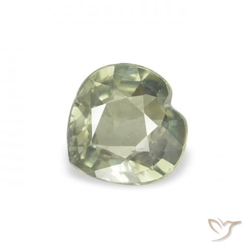 0.55ct 天然 灰色がかった緑 サファイア, 心臓, VVS-VS